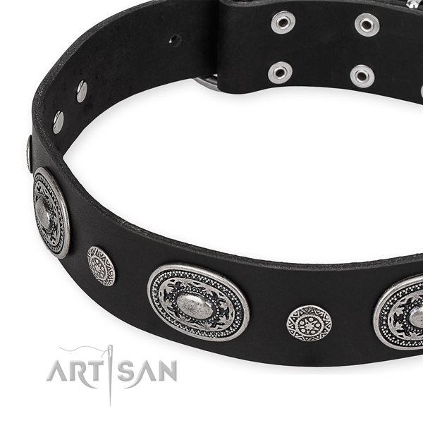 Soft to touch leather dog collar handcrafted for your beautiful dog