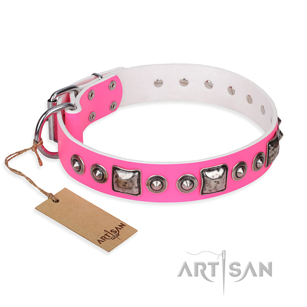 Full grain leather dog collar made of soft material with durable buckle