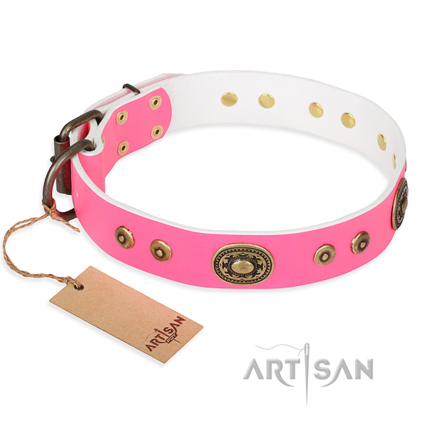 Full grain leather dog collar made of top notch material with durable buckle