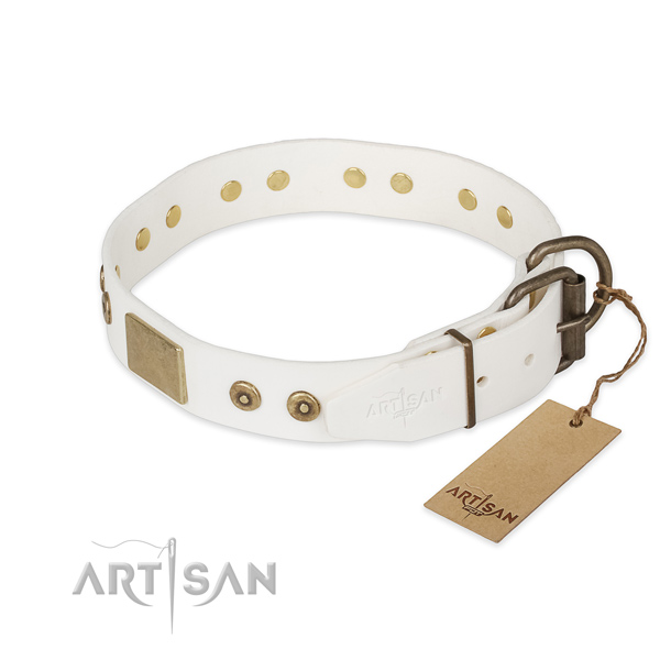 Corrosion proof buckle on genuine leather collar for basic training your doggie
