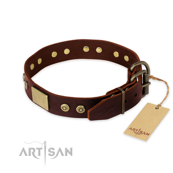 Durable studs on comfortable wearing dog collar