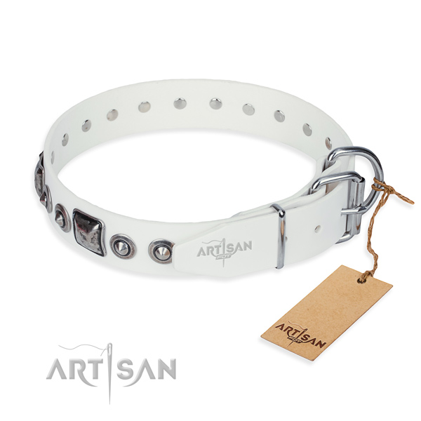 High quality full grain genuine leather dog collar crafted for easy wearing