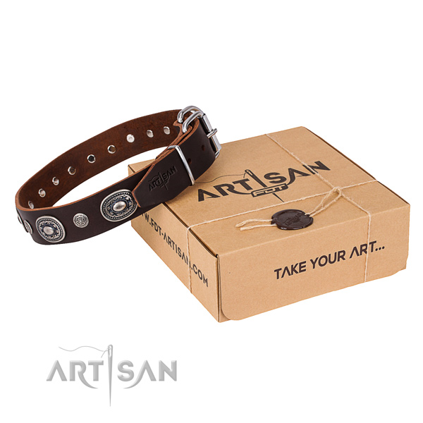 Best quality leather dog collar handmade for everyday walking