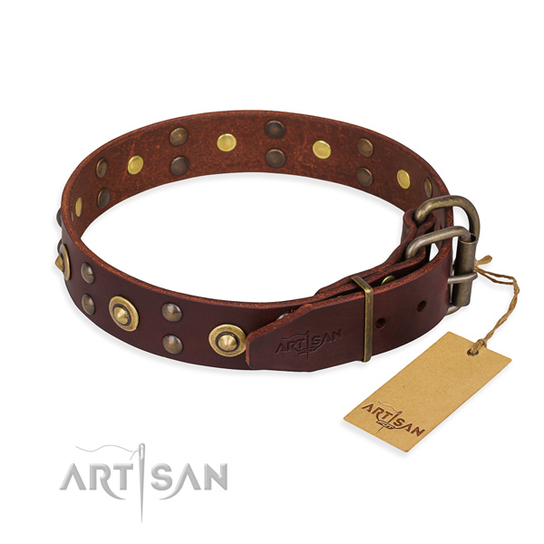 Rust-proof buckle on full grain genuine leather collar for your attractive four-legged friend