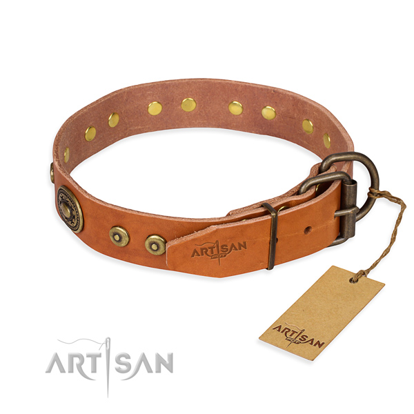 Leather dog collar made of top rate material with corrosion proof studs