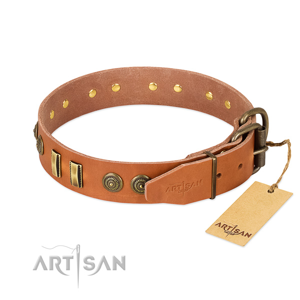 Strong fittings on leather dog collar for your dog