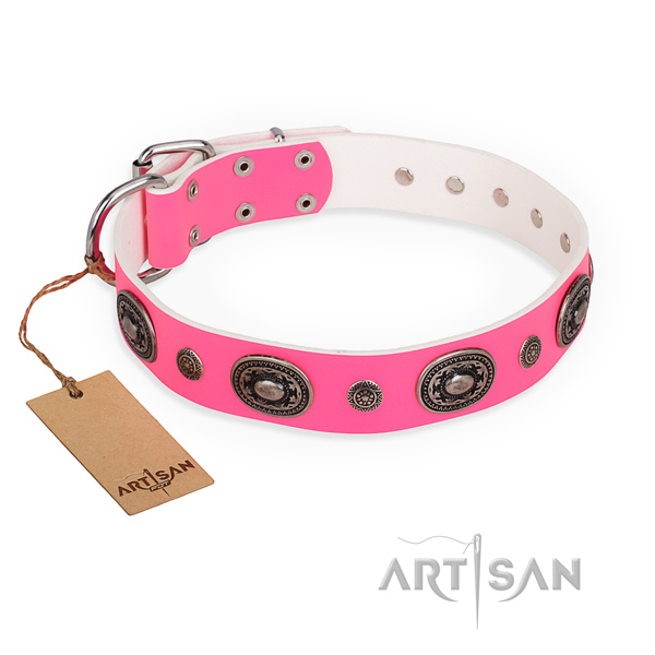 High quality genuine leather dog collar made for handy use