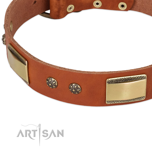 Reliable hardware on full grain genuine leather dog collar for your pet