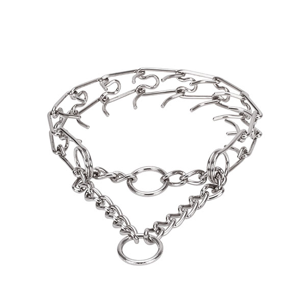 Pinch collar of rust resistant stainless steel for ill behaved canines