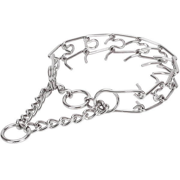 Stainless steel dog prong collar with removable prongs for large pets