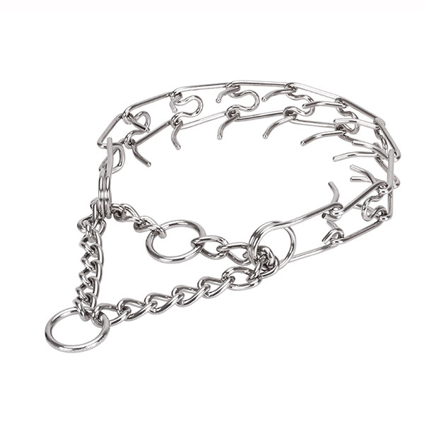 Dog pinch collar with stainless steel removable prongs for medium and large pets